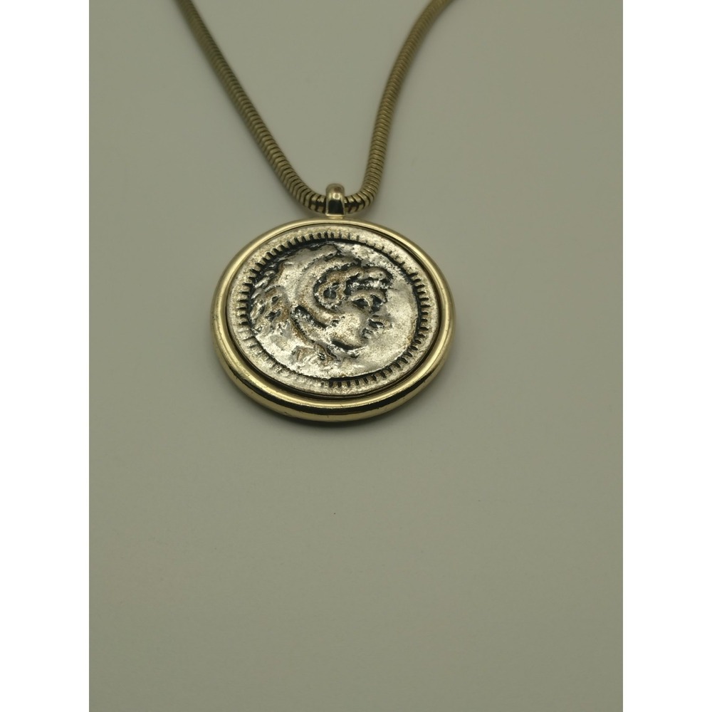 Roman Themed Gold Tone Necklace With Medallion